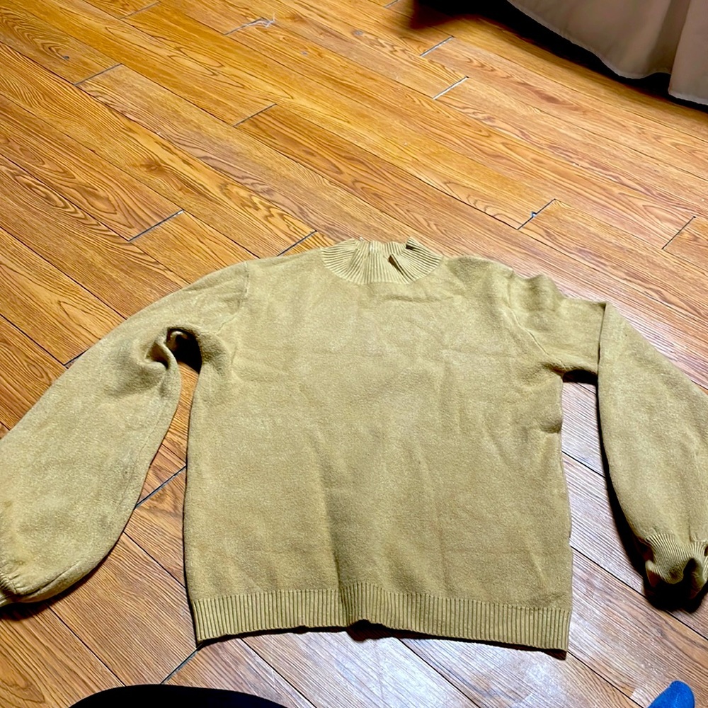 Puff sleeve tan sweater